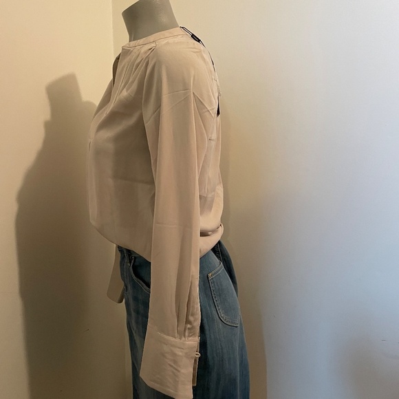 Tahari blouse long sleeve v neck button cuff gray womens extra small - Picture 2 of 8